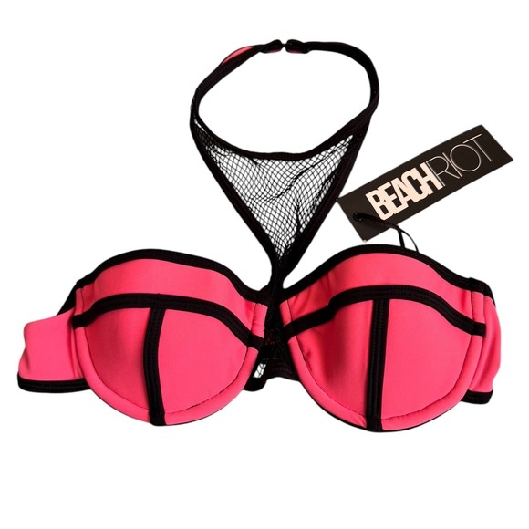 Beach Riot Watermelon Mesh Halter Neck Bikini Top XS Vacation - Picture 1 of 5